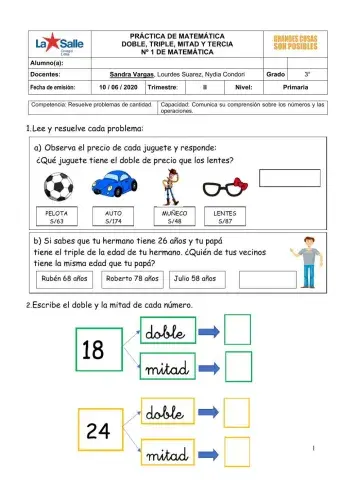 Doble, triple, mitad y tercia