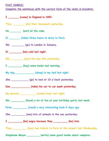 Past Simple - Irregular verbs (affirmative)