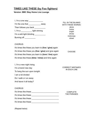 Song: Times like these