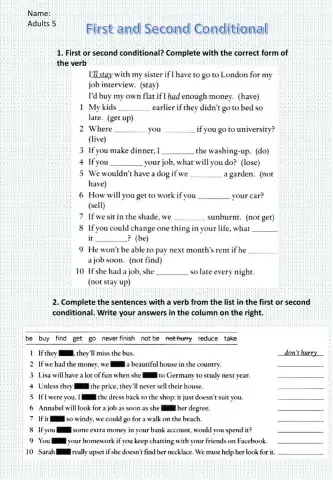 First and second conditional