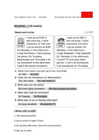 Mid Term Test 4th Grade