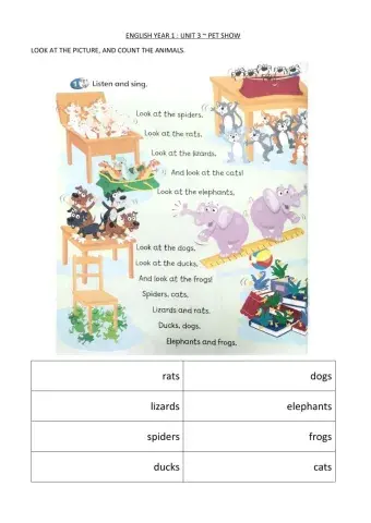 English Year 1 Unit 3 Pet Show