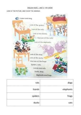 English Year 1 Unit 3 Pet Show