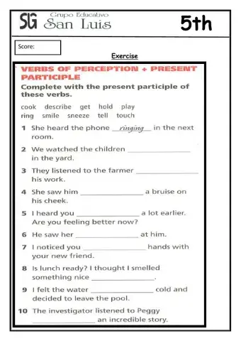 Worksheet-Participle Adjective