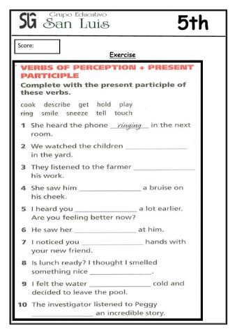 Worksheet-Participle Adjective