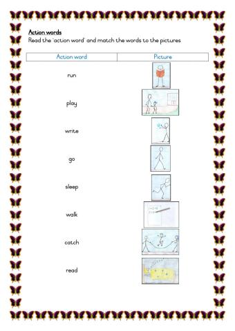 Matching verbs to pictures