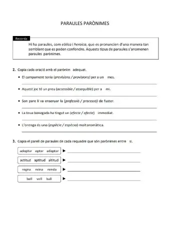 Les	paraules parònimes