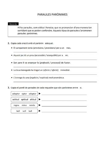 Les	paraules parònimes