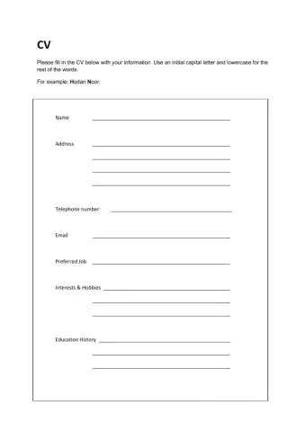 CV - Fill in with your information