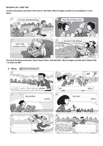 Likes and dislikes : like+ ING verb