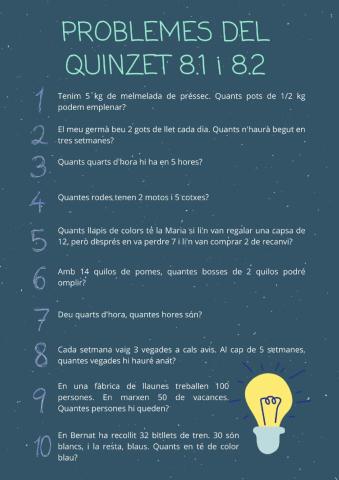 Problemes del quinzet 8.1 i 8.2