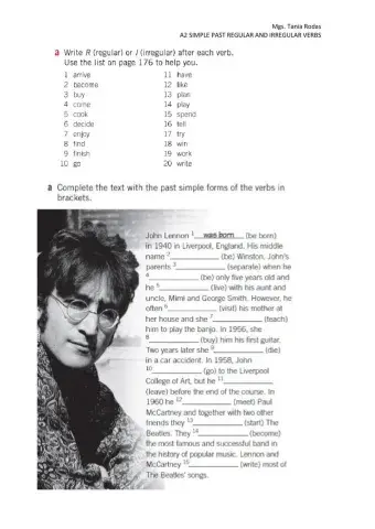 Simple past regular and irregular verbs