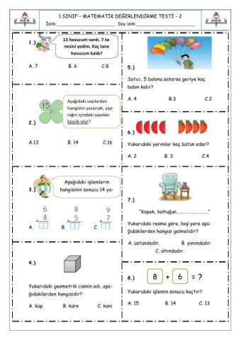 Matematik dönem değerlendirme 2
