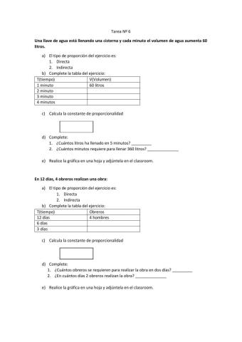 Proporcionalidad inversa e indirecta