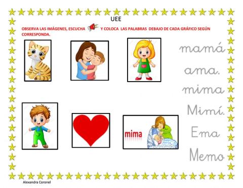 Escuchar y ubicar palabras con M m