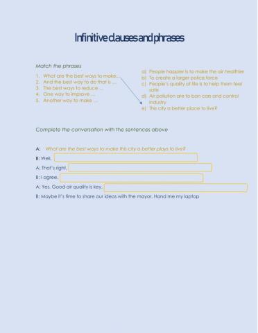 Infinitive clauses and phrases