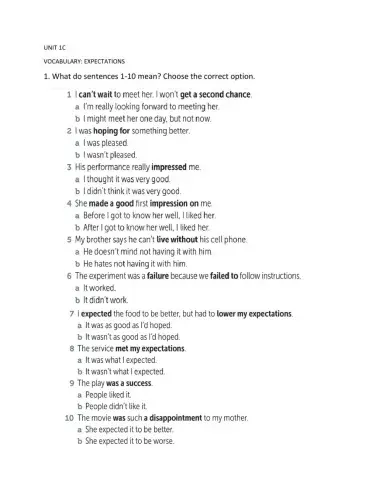 I 7 Vocabulary Unit 1C