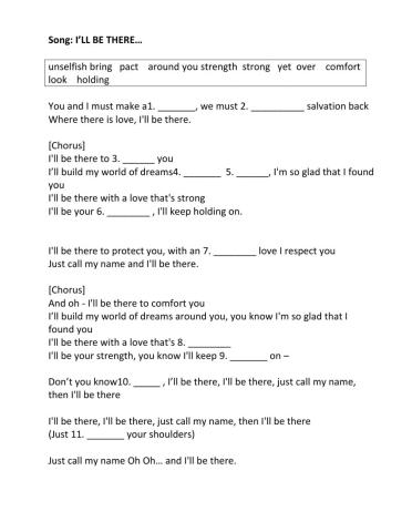 Song- I'll be there