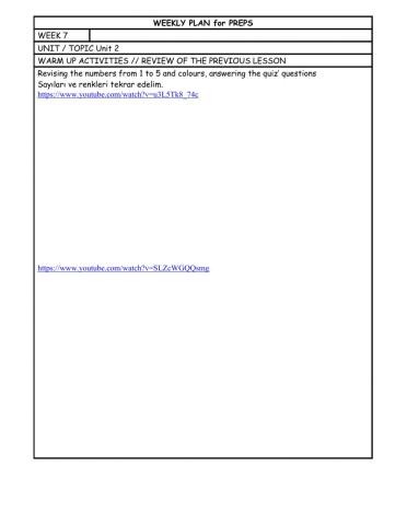 Weekly Plan for Prep (Week 7)