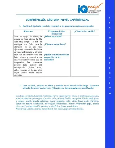 COMPRENSIÓN LECTORA NIVEL INFERENCIAL