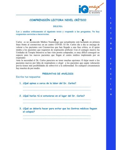 COMPRENSIÓN LECTORA NIVEL CRÍTICO