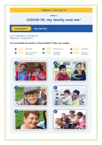 Week n°4 - my family! (activity 1 pre - a1)