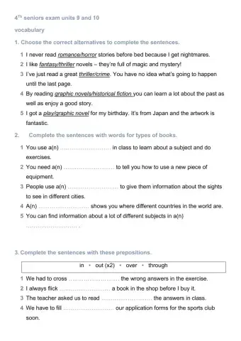 vocabulary gateway b1 units 9 and 10