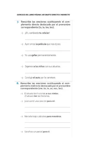 Sustitución del objeto directo e indirecto