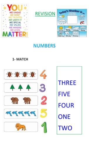 Revision: numbers 1-10 and school objects