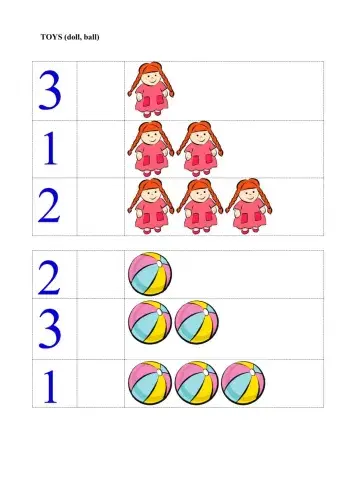 Match the toys and 1 2 3