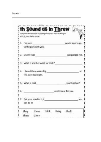 Using -th words in sentences