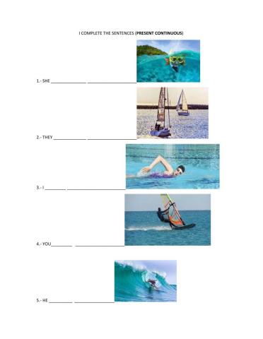 Present continuous water sports