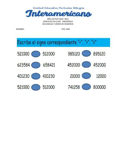Secuencia y orden de números