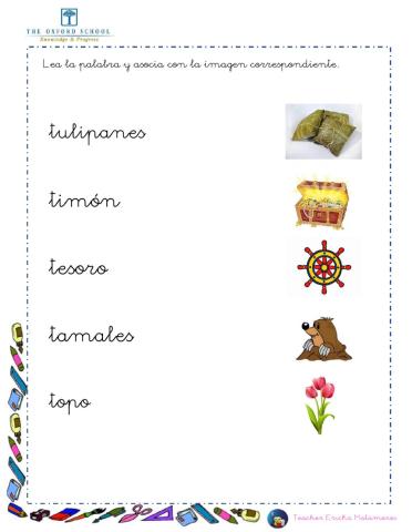 Lectura de palabras con sílabas t