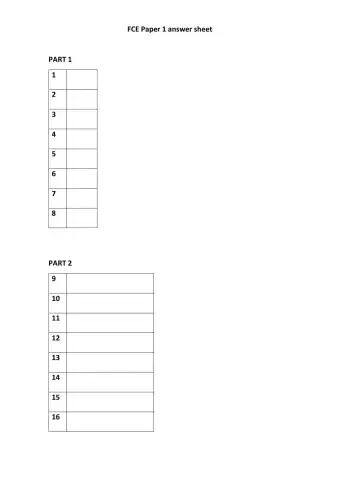 FCE paper 1 answer sheet