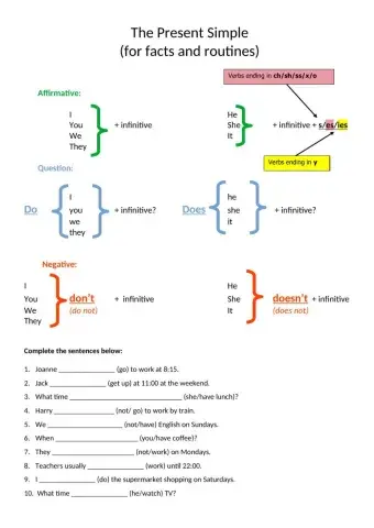 Present simple structure and practice