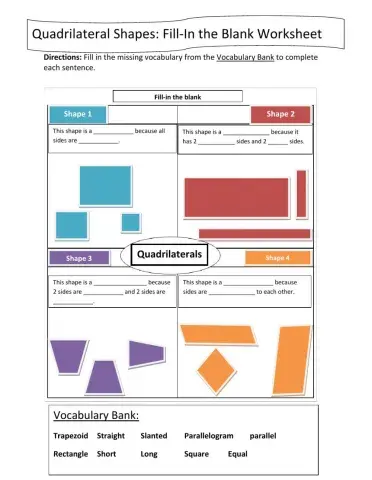 Quadrilateral Shapes: Fill-in the Blanks