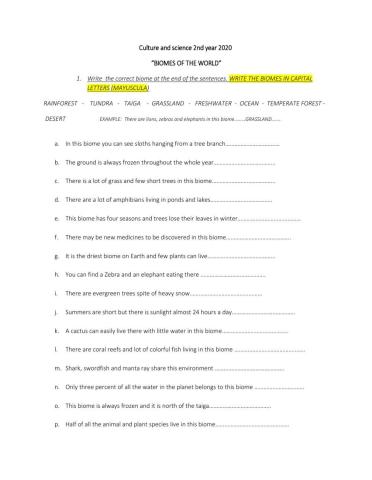 Culture and science- biomes