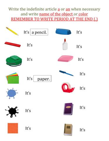 Practice: It's + Indefinite Articles + Vocabulary