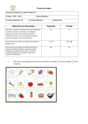 English Test 6th grade