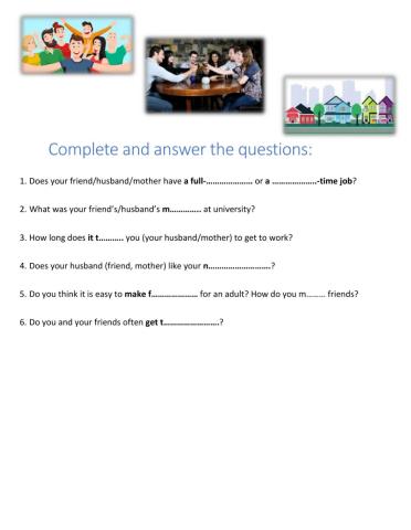 Making friends A gap-fill questions