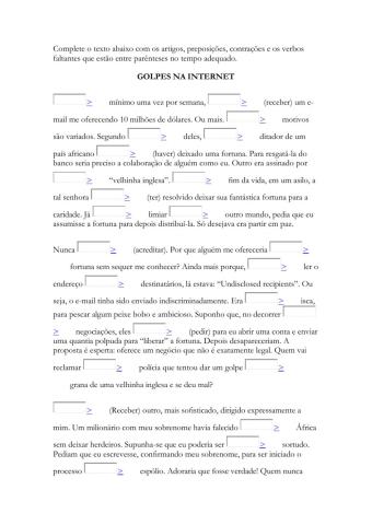 Artigos,  preposições e contrações - VERBOS NO TEMPO ADEQUADO