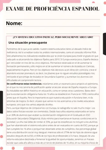 Prova de Profiência Espanhol