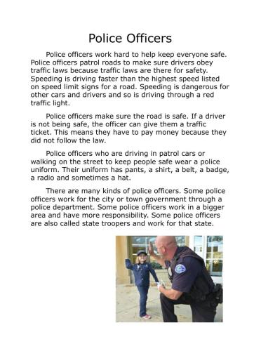Police Officer Reading Comprehension