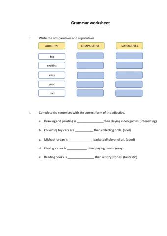Comparative and superlative adjectives