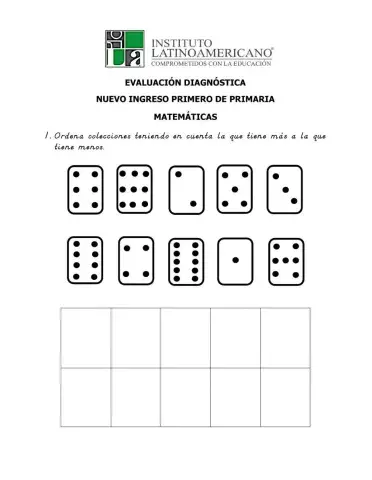Evaluación Diagnostica de Matemáticas primer grado