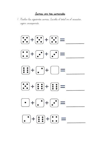 Sumas con tres sumandos