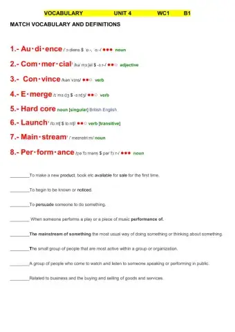 Vocabulary unit 4 wc