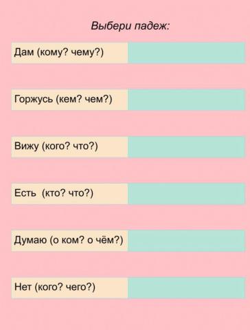 Выбери падеж