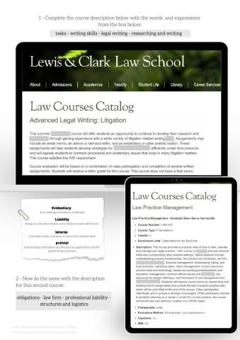 Legal Courses Description